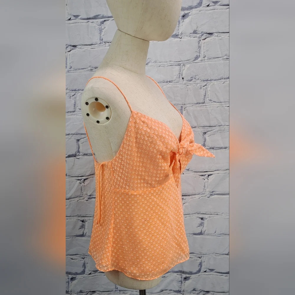 NWT Alice + Olivia Spaghetti Strap Tank Top with Tie Camisole Light Peach Large - Picture 8 of 13